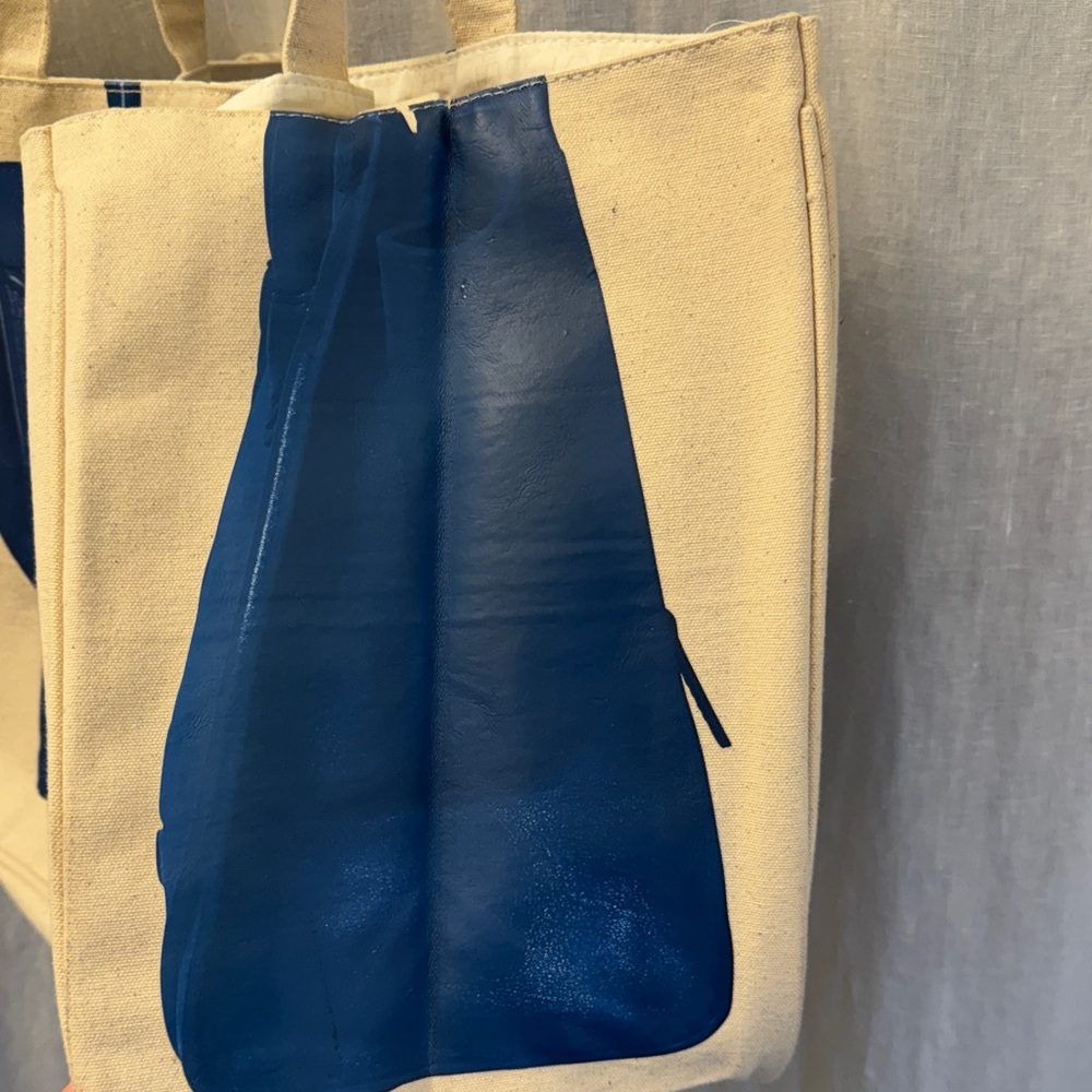 THURSDAY FRIDAY Canvas‎ Tote Bag  Royal Blue Faux Designer Bag Print Large Size - Picture 11 of 16